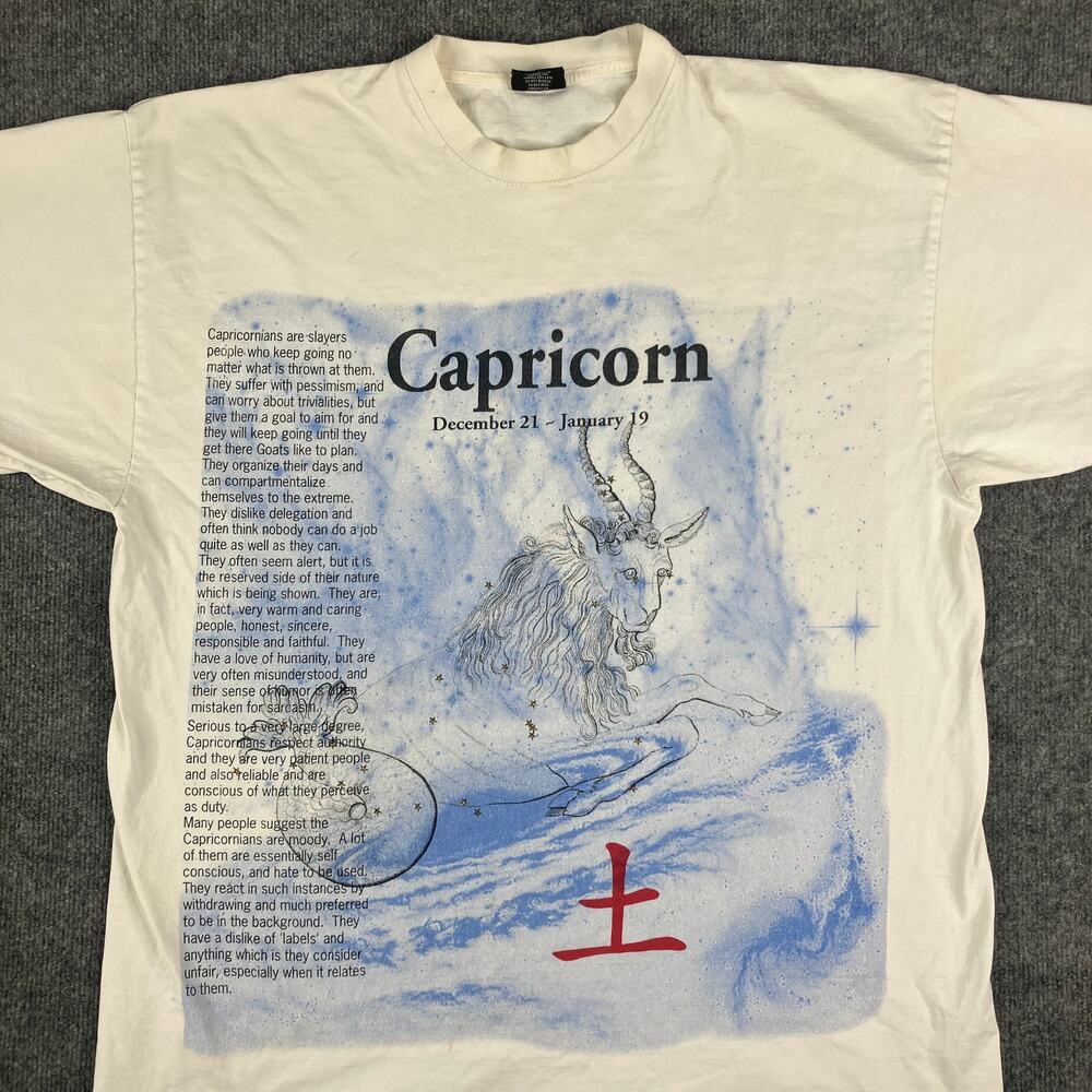 Blue Ocean T-Shirt Mens 3XL‎ White Capricorn Graphic Tee Horoscope Casual